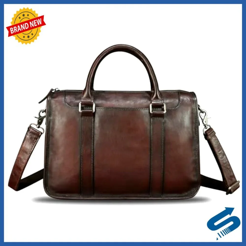 Genuine Leather Messenger Briefcase Shoulder Bag Laptop Computer Bag
